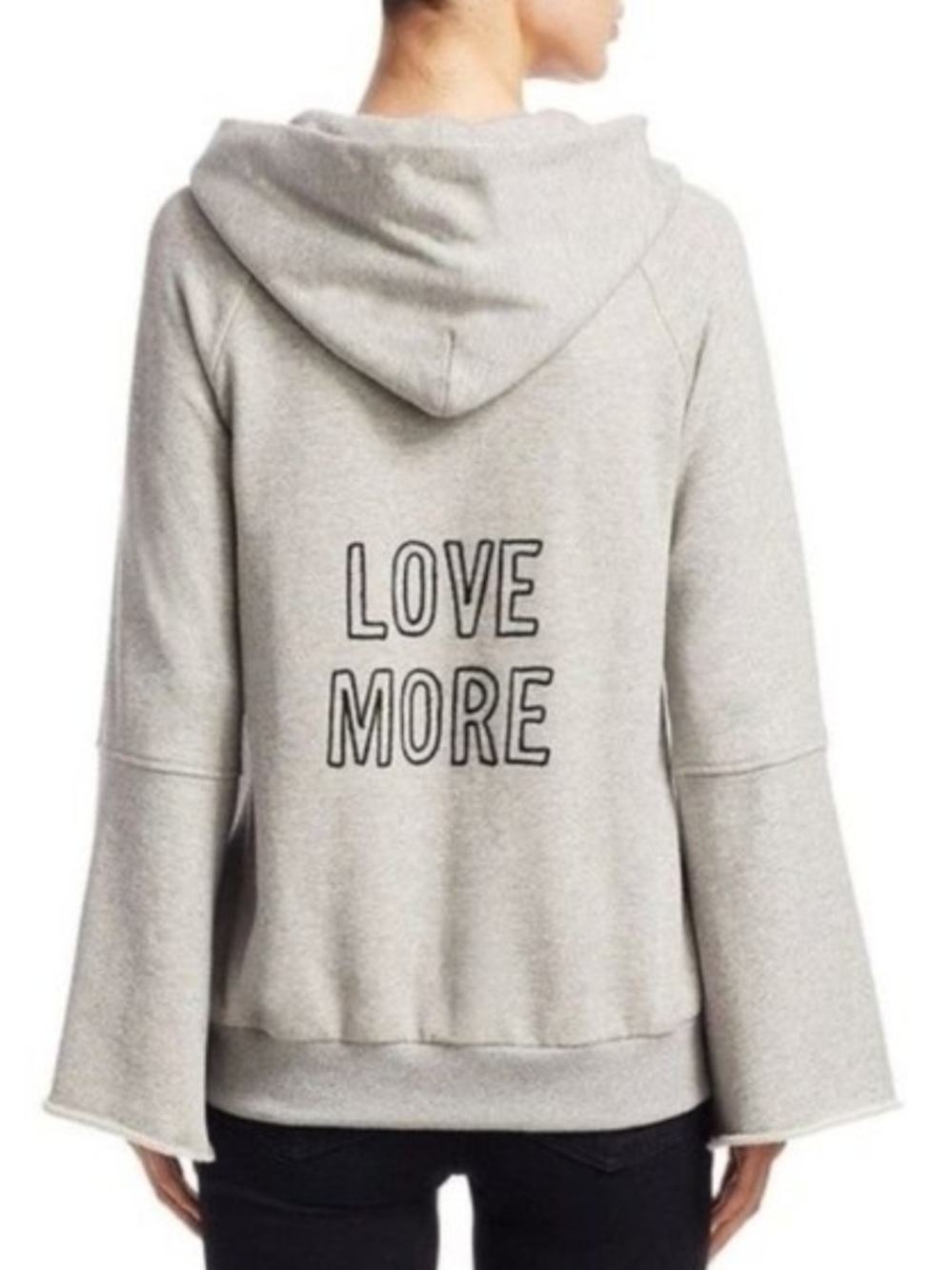 A.L.C. Laure Hoodie Love More Bell Sleeve Sweatshirt Juniors Small Grey